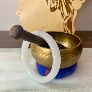 White Treated Jade Bangle Bracelet 64mm